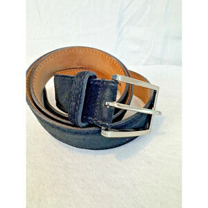 Men's AD Black Leather/Suede‎ Belt Size 36 Silver Buckle Italy